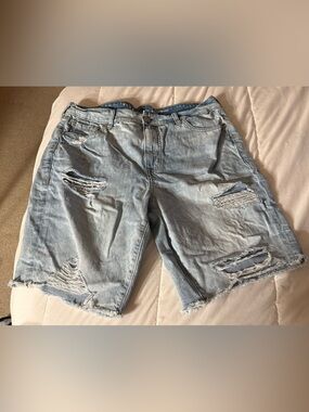 torrid Light Blue Distressed Denim Jean Shorts
